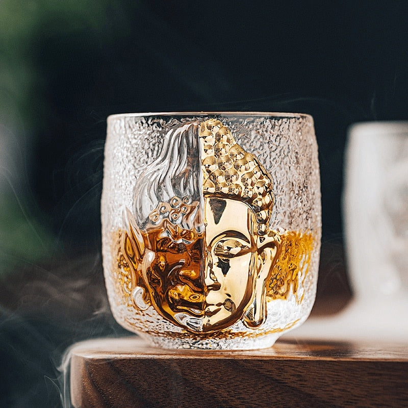 Hand blown Demon x Buddha whiskey glass