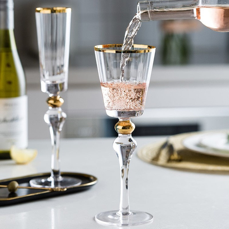 Glass With Gold Rim Regal Ripple Gold Rim Wine Glass - a Toast to New Beginning | Glasscias