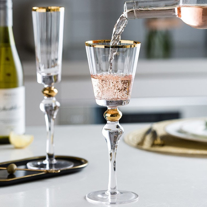 Glasscias' Regal Ripple Gold Rim Wine Glass for celebrations