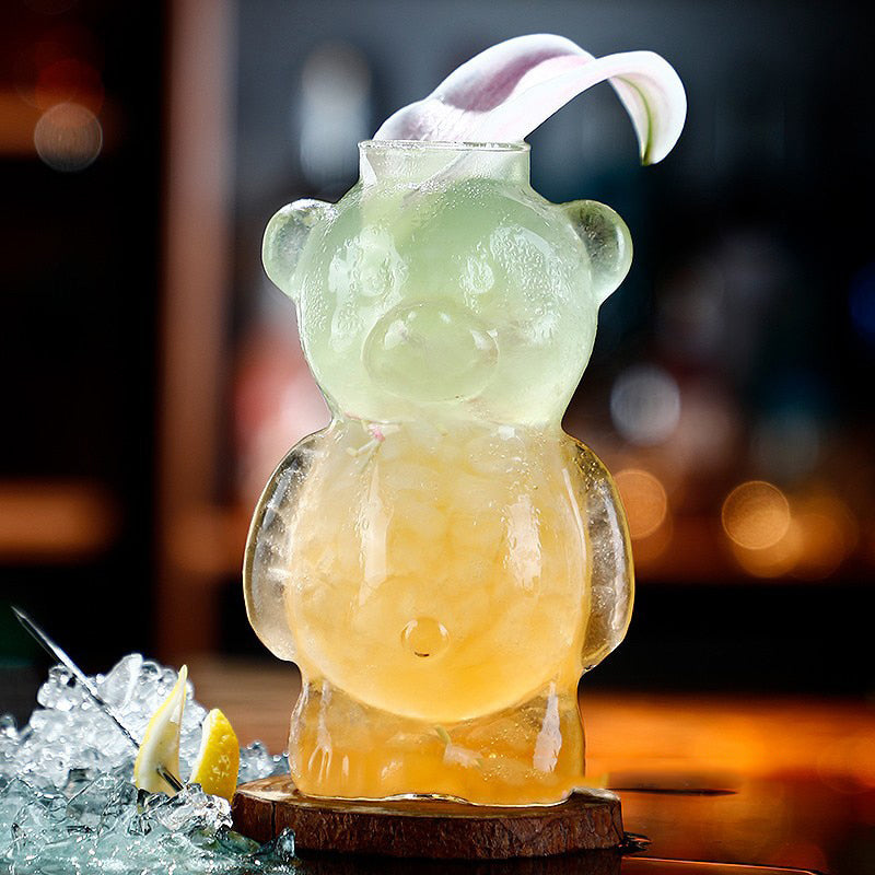 kawaii bear hand blown cocktail glasses