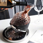 cyrstal glass gyro spinning decanter by glasscias