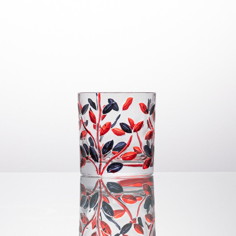 murano glasses with red and black colors