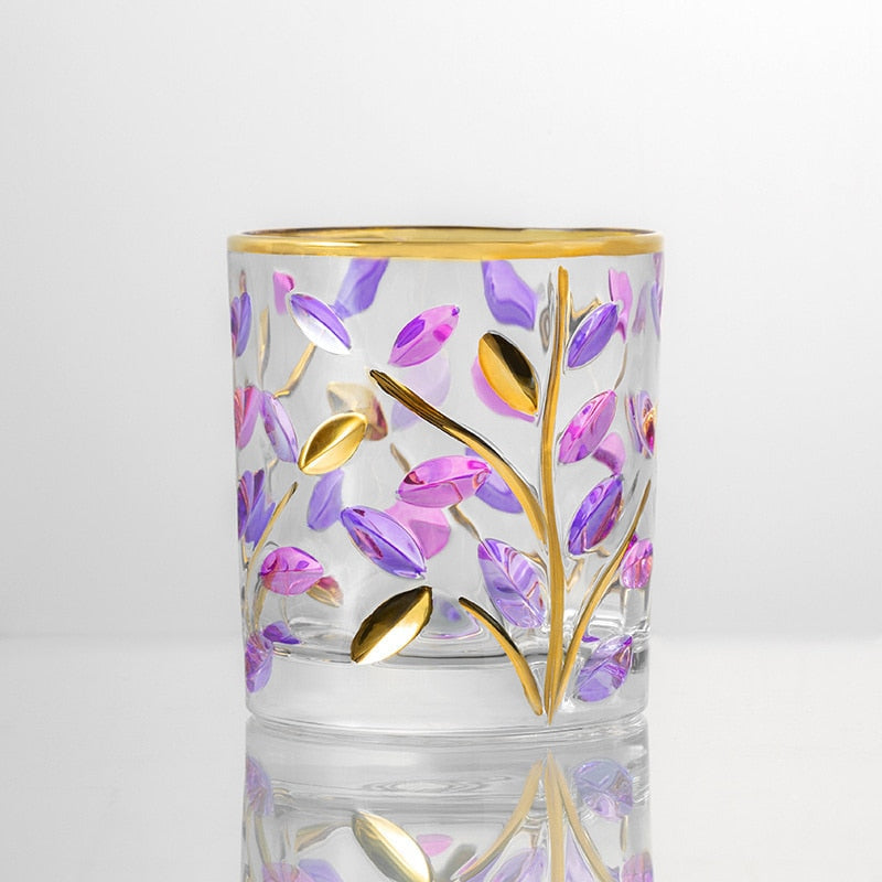 multicolored murano glass with gold and purple colors