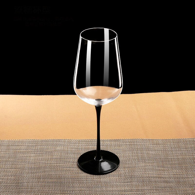 Sleek wine glass with black stem for modern decor