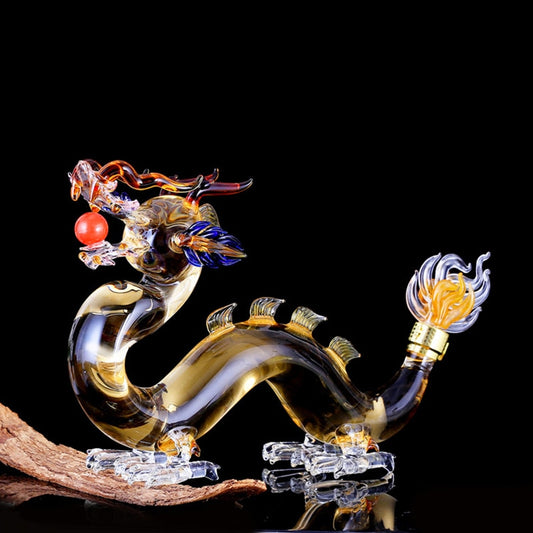 Chinese dragon-shaped whiskey decanter by Glasscias