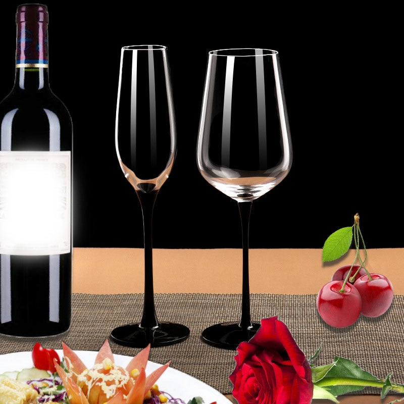 Elegant black-stemmed wine glass for luxury events
