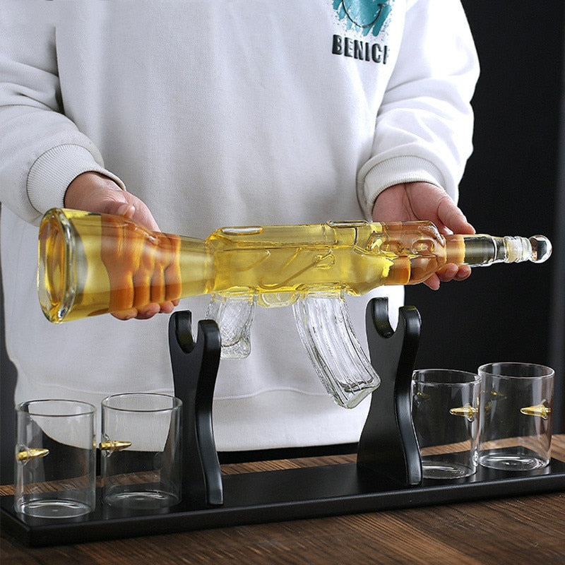"Whisky Weapon" AK47 Decanter Set Shot and Drink Glasscias