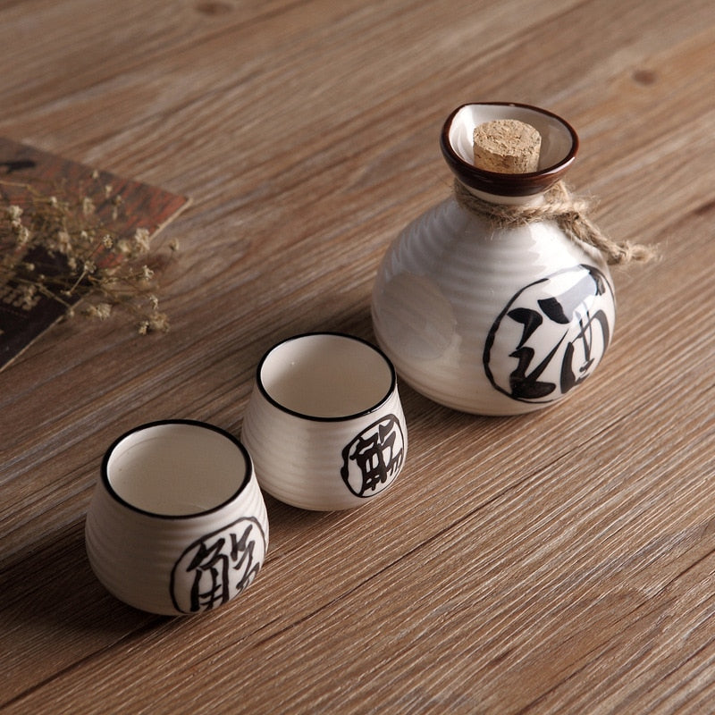 Traditional Japanese ceramic sake glassware