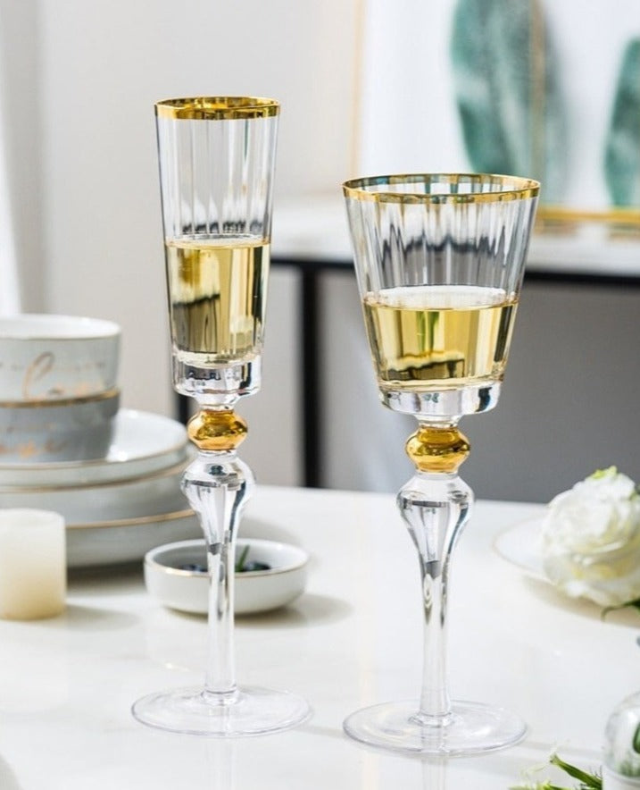 Gold Rim Ribbed Champagne Flute Set of 2 - World Market