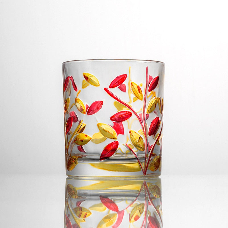 Contemporary Murano whiskey glass with vibrant colors