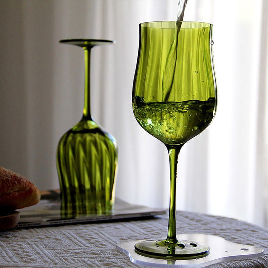 Vibrant apple green wine goblet by Glasscias