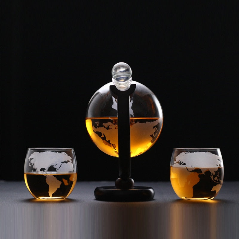 sailor's adventure whiskey globe decanter set by glasscias