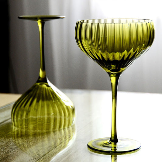 vintage green coupe glass by glasscias