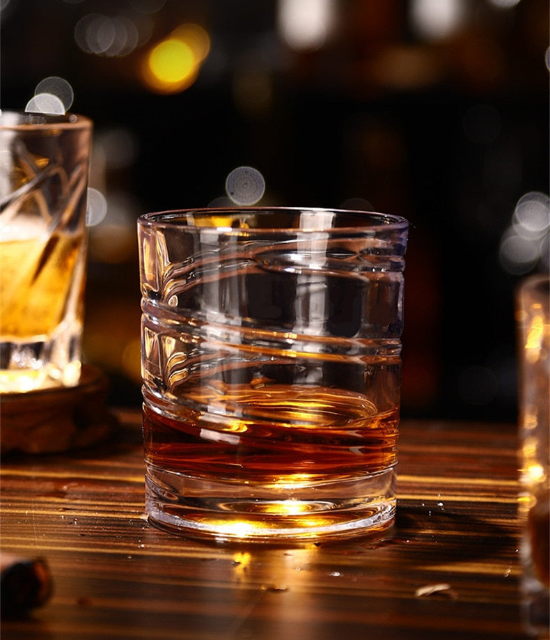 Refined whiskey glass showcasing a distinctive twist