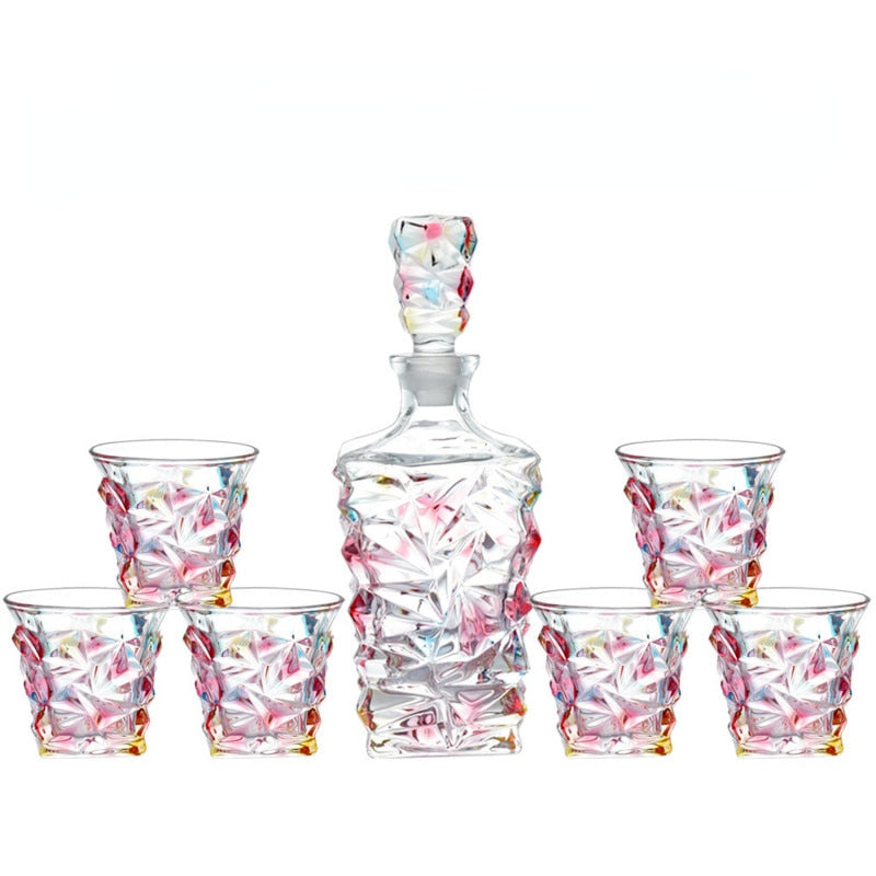 murano pink colored unique decanter set