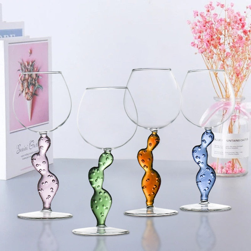 Ichendorf Cactus Wine Glass by Glasscias with vibrant color options
