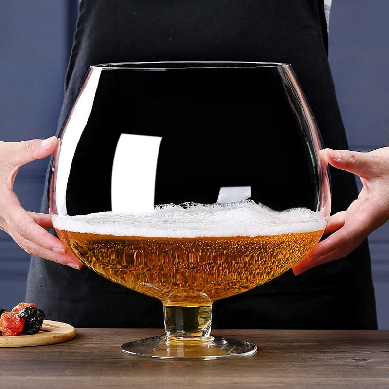 Unique large capacity beer glass for events