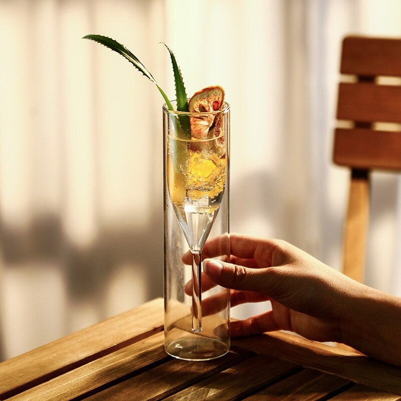Cylindrical shape double wall champagne flutes