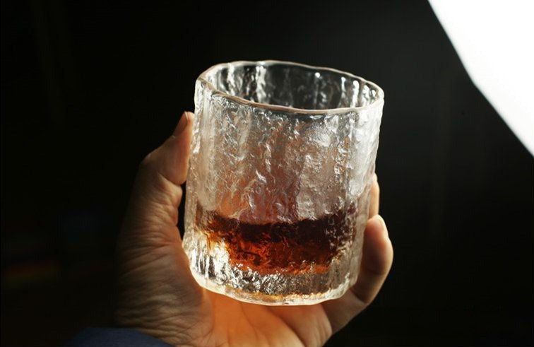 Cold, icy aesthetics of a premium whiskey glass