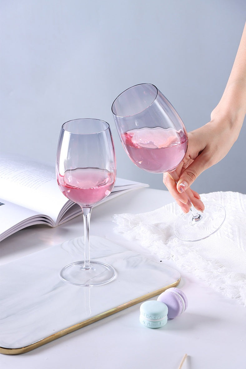 fancy wine glasses in pink color for pink lover