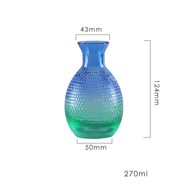 Coral Blue Transparent Sake Set with Warmer