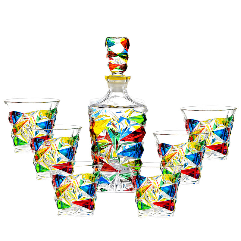 hand painted rainbow glass decanter by glasscias