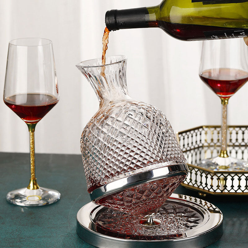 cyrstal glass gyro spinning wine decanter 
