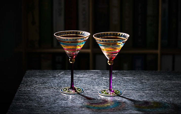 Decorative martini shop glasses