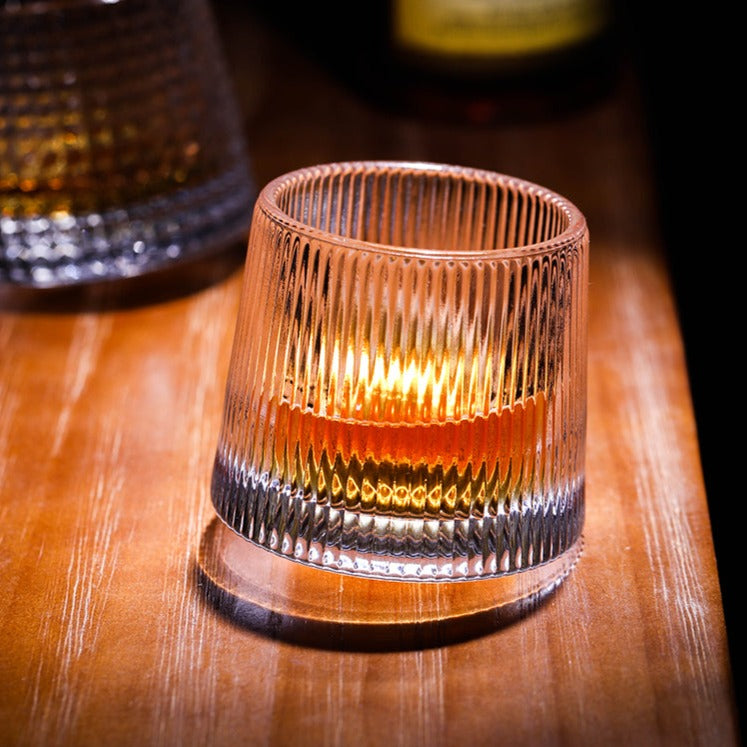 Mesmerizing spin of the Rocking Whiskey Glass: Vertical