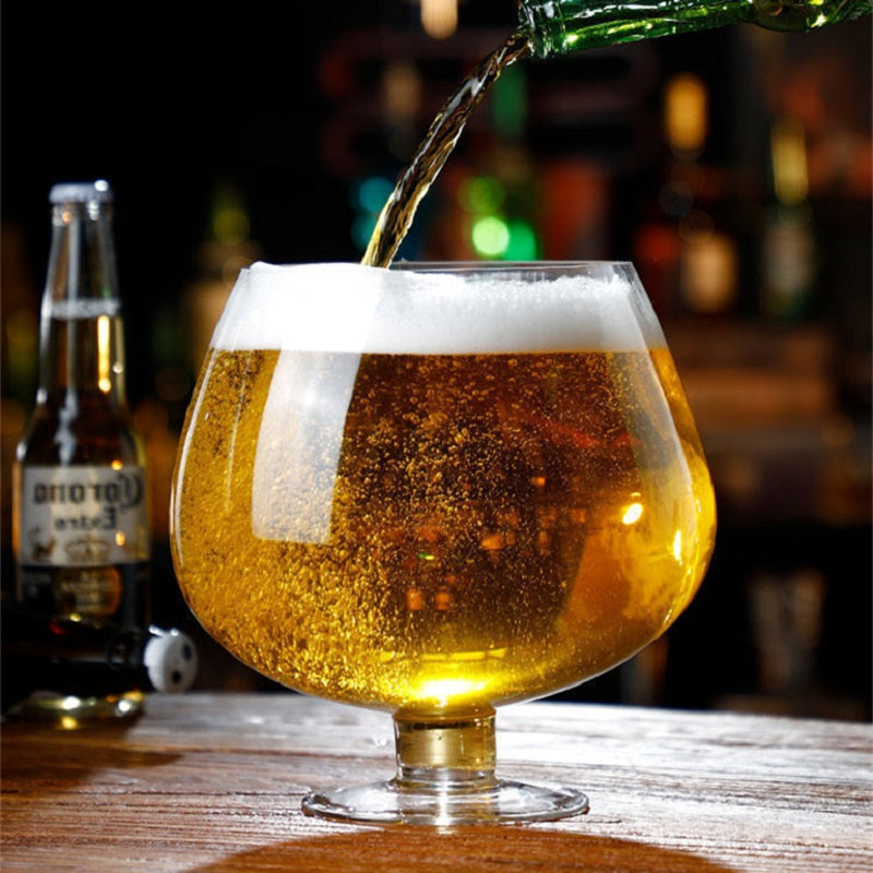 Giant fishbowl-style beer glass