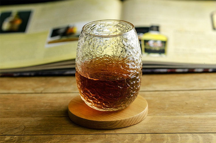 Japanese handblown whiskey glass with cocoon shape design