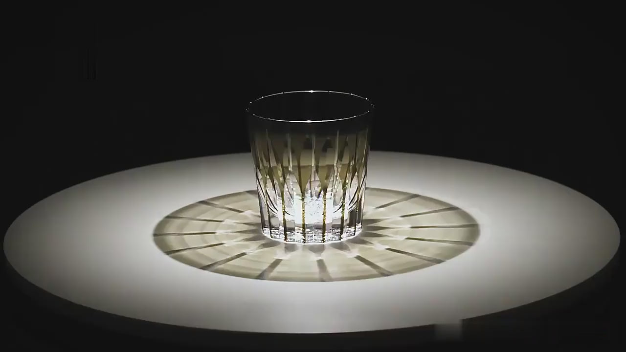 Edo Kiriko Mangekyo Glass modern whisky glasses video by glasscias